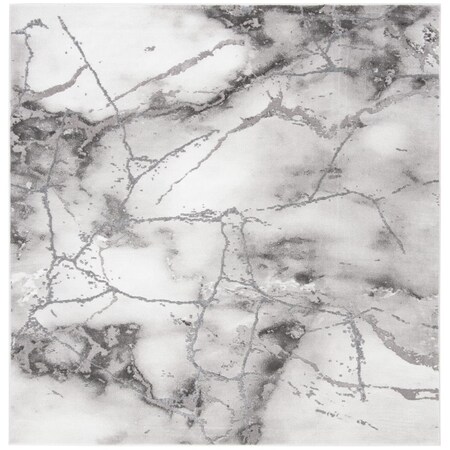 Flowers First 10 x 10 ft. Craft Contemporary Square Power Loomed Rug Grey & Silver FL1868039